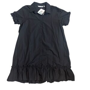 Emily Daniels Black Button Front Ruffle Hem Dress Plus Size XL NWT